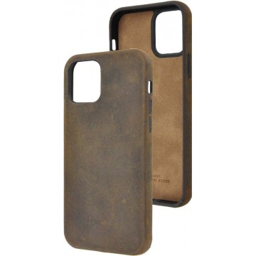 iPhone 12 Pro Max Hoesje - iPhone 12 Pro Max hoesje Echt leer Back Cover Case Antiek Bruin