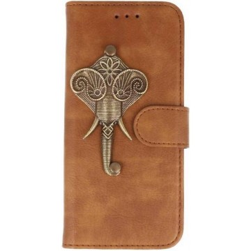 Mystiek MP case Bruin iPhone 7 Plus  / 8 Plus bookcase olifant brons hoesje