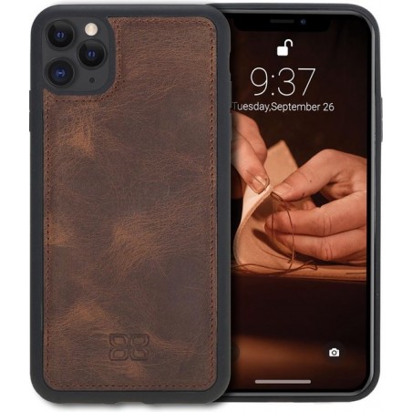 Bouletta Lederen iPhone 11 Pro Max Hoes BackCover Case - Antic Coffee