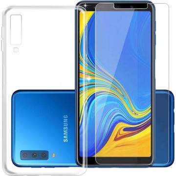 Transparant Hoesje voor Samsung Galaxy A7 (2018)  + tempered glass