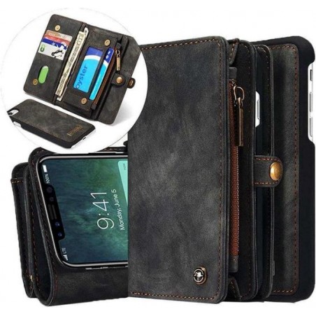 CaseMe Vintage Wallet Case Hoesje iPhone XS / X - Grijs