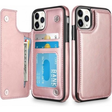 Wallet Case iPhone 11 Pro Max - rosé goud met Privacy Glas