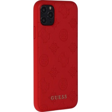Guess Backcover hoesje 4G Peony geschikt voor Apple iPhone 11 Pro Max - Rood - PU Leather - GUHCN65PELRE