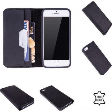 Apple IPhone 5 / 5s / SE Handgemaakt Barchello Wallet Case - Zwart