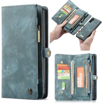 Caseme Vintage Wallet Case Hoesje Samsung Galaxy Note 10 - Blauw