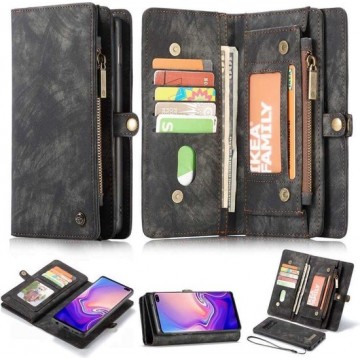 CaseMe Vintage Wallet Case Hoesje Samsung Galaxy S10 - Zwart
