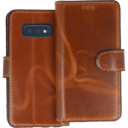 BAOHU Handmade Leer Telefoonhoesje Wallet Cases voor Samsung Galaxy S10e Bruin