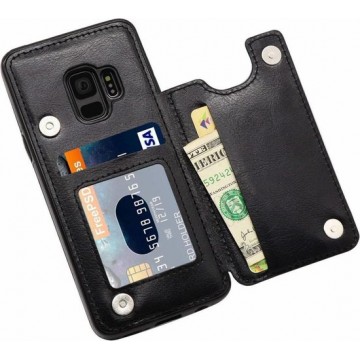 Wallet Case Samsung Galaxy S9 + gratis glazen Screenprotector - zwart
