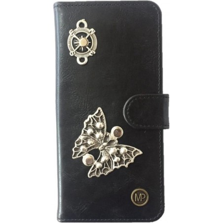 MP Case® PU Leder Mystiek desing Zwart Hoesje voor Apple iPhone 7 Plus Vlinder Figuur book case wallet case