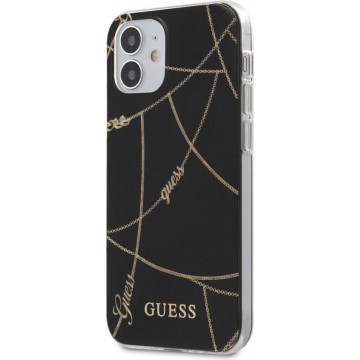 iPhone 12 Mini Backcase hoesje - Guess - Effen Zwart - TPU (Zacht)
