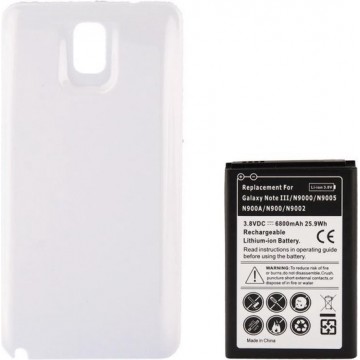 6800mAh vervangende mobiele telefoon batterij & dekking achterdeur voor Galaxy Note III / N9000 (wit)