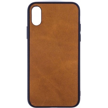 Leren Telefoonhoesje iPhone XS  – Bumper case - Cognac Bruin
