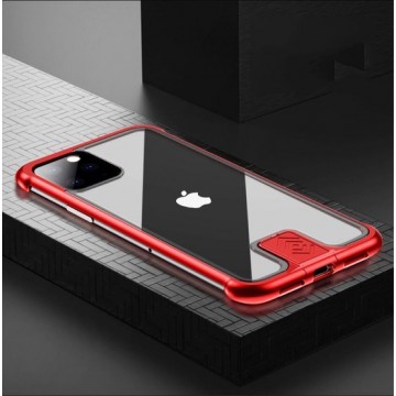 Stijlvolle cover met metalen frame voor iPhone Pro 11 Max 6.5 inch- Rood
