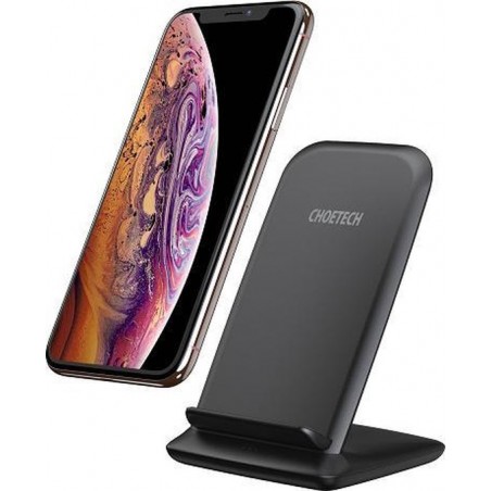 Choetech Wireless Charger Pad 10W Fast Charge 2 Coils - Zwart