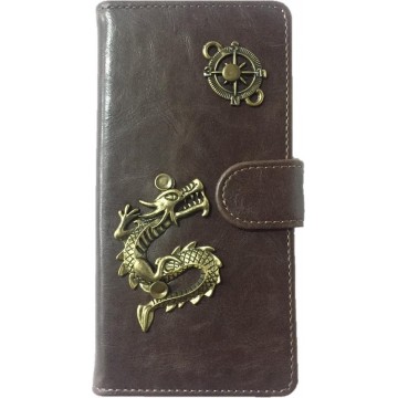 MP Case® PU Leder Mystiek design Mocca Hoesje voor Sony Xperia XZ Draak Figuur book case wallet case