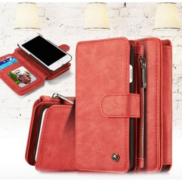 CaseMe iPhone 7/8 Luxe Portemonnee Hoesje - uitneembaar met backcover (rood)