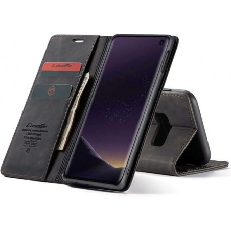 CASEME Samsung Galaxy S10e Retro Wallet Hoesje - Zwart