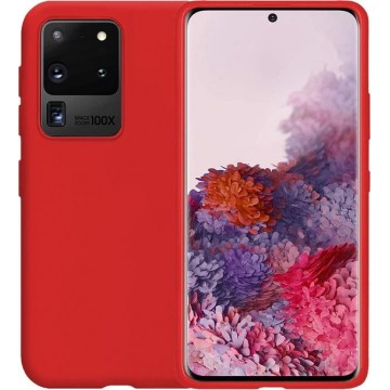 Samsung Galaxy S20 Ultra Hoesje Siliconen Case Back Cover Hoes - Rood