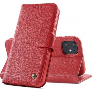 Echt Lederen Hoesje - Book Case Telefoonhoesje - Echt Leren Portemonnee Wallet Case - iPhone 12 Mini - Rood