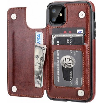 iPhone 11 wallet case - bruin met Privacy Glas