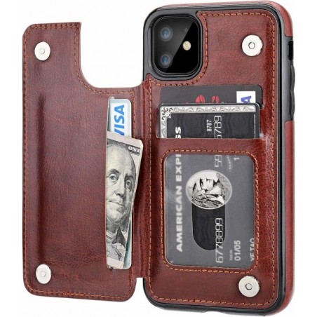 iPhone 11 wallet case - bruin met Privacy Glas