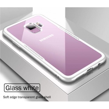 Glass case Samsung Galaxy S9 + gratis glazen Screenprotector - wit
