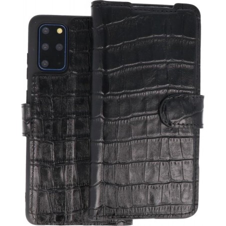 BAOHU Krokodil Handmade Leer Telefoonhoesje Wallet Cases voor Samsung Galaxy S20 Plus Zwart