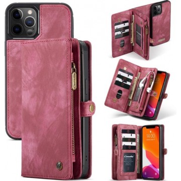 Caseme - vintage 2 in 1 portemonnee hoes - iPhone 12 Pro Max - Rood