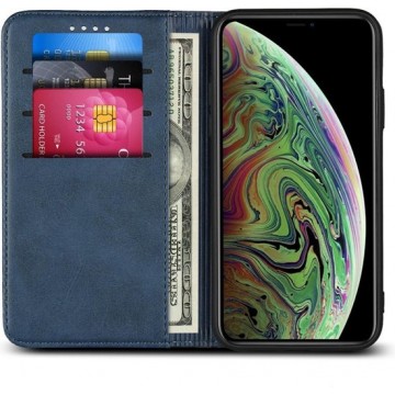 Casecentive Leren Wallet case - Portemonnee hoesje - iPhone XS blauw