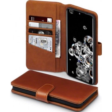 Samsung Galaxy S20 Ultra Bookcase hoesje - CaseBoutique - Effen Cognac - Leer