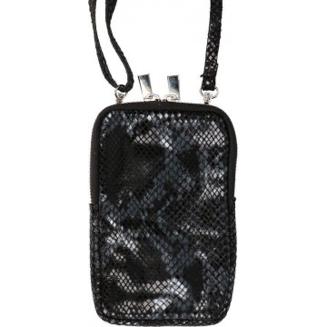 BAOHU Smartphonehoesje Echt Lederen Schoudertasje 1 Vakje - Slang - Zwart