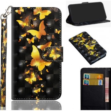 Nokia 6.2 / 7.2 wallet agenda hoesje goud zwart vlinder