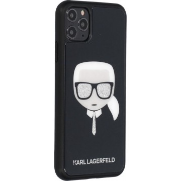 Karl Lagerfeld Backcover hoesje Glitter geschikt voor Apple iPhone 11 Pro Max - Zwart - Signature - KLHCN65DLHBK