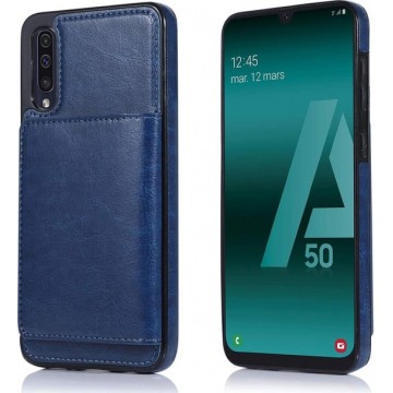 Wallet Case Samsung Galaxy A50 - blauw + glazen screen protector
