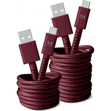 Fresh ‘n Rebel USB naar USB-C kabel - 3.0m - Ruby Red
