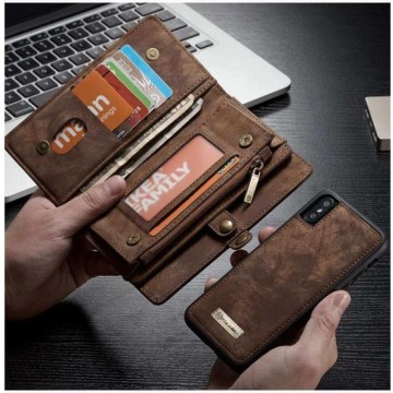 CaseMe Vintage Wallet Case Hoesje iPhone XS / X - Bruin