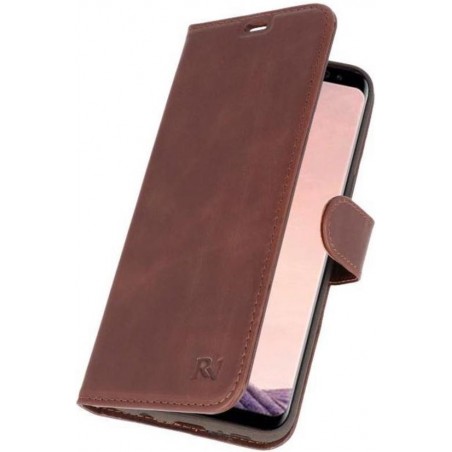 Mocca Rico Vitello Echt Leren Bookstyle Wallet Hoesje voor Samsung Galaxy S8 Plus