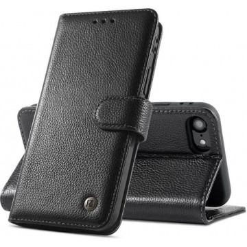 Bestcases Echt Lederen Wallet Case Telefoonhoesje iPhone SE 2020 / 8 / 7 - Zwart