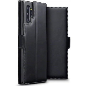 Qubits - lederen slim folio wallet hoes - Samsung Galaxy Note 10 Plus - Zwart