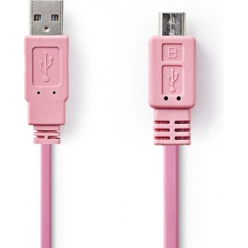 Nedis CCGP60410PK10 USB-kabel 1 m 2.0 USB A Micro-USB B Roze
