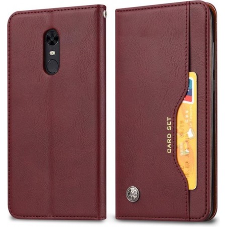 Kneed Skin Texture Horizontaal Flip Leren Case voor OnePlus 6T, met Fotolijst & Houder & Kaartsleuven & Portemonnee (Wijnrood)