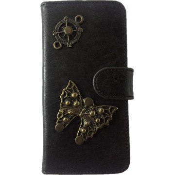 MP Case® PU Leder Mystiek design Zwart Hoesje voor Apple iPhone 6 6S (4.7)inch Vlinder Figuur book case wallet case