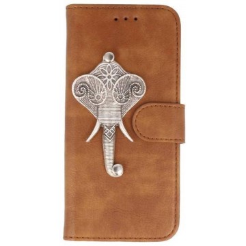 Mystiek MP case Bruin iPhone 7/8 Plus bookcase olifant zilver hoesje