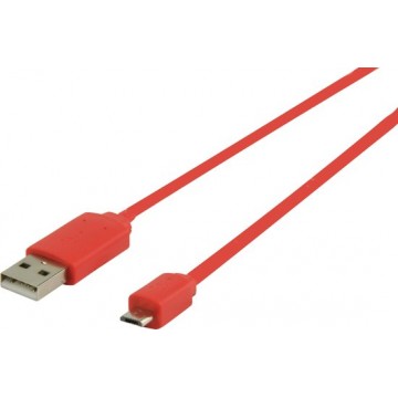 Nedis USB Micro B naar USB-A platte kabel - USB2.0 - tot 1A / rood - 1 meter