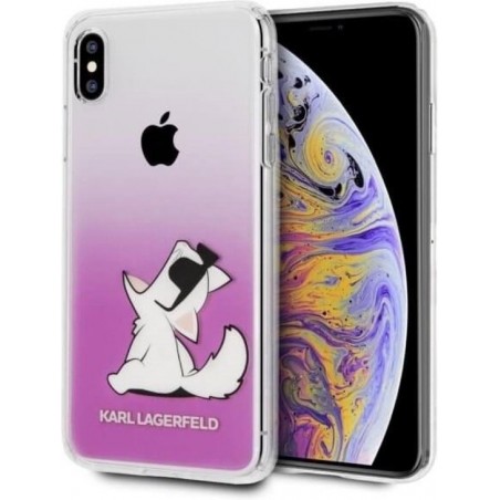 KARL LAGERFELD Fun Choupette Backcover Hoesje iPhone XS / X - Roze Transparant