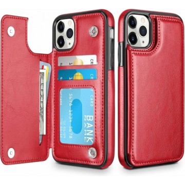 Wallet Case iPhone 11 Pro Max - rood met Privacy Glas