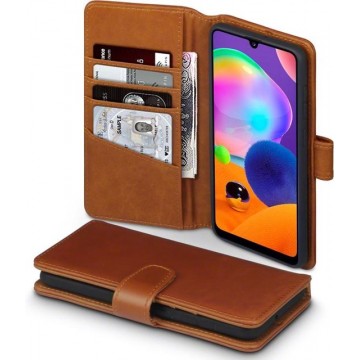 Samsung Galaxy A31 Bookcase hoesje - CaseBoutique - Geen opdruk Cognac - Leer