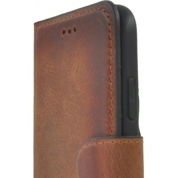 iPhone 11 Pro hoesje - Bookcase - Portemonnee Hoes Echt leer Wallet case Antiek Cognac Bruin