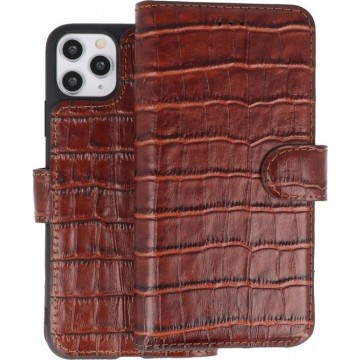 BAOHU Krokodil Handmade Leer Telefoonhoesje Wallet Cases voor iPhone 11 Pro Max Bruin