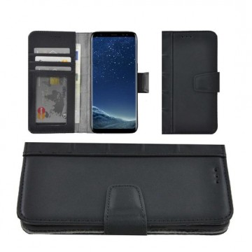 Samsung Galaxy S8 hoesje - Bookcase - Portemonnee Hoes Echt leer Library Wallet case Classic Zwart